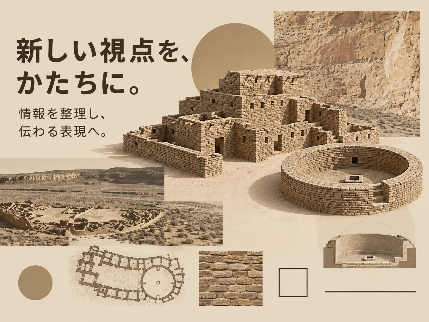 祖先プエブロ建築（チャコ）のスタイル見本